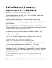 Italian Grammar Lessons – Introduction to Italian Verbs.